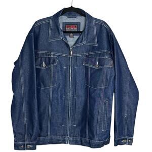 Vintage FUBU Denim Jacket Mens XXL Trucker Zip Up Y2K Streetwear 90s Hip Hop